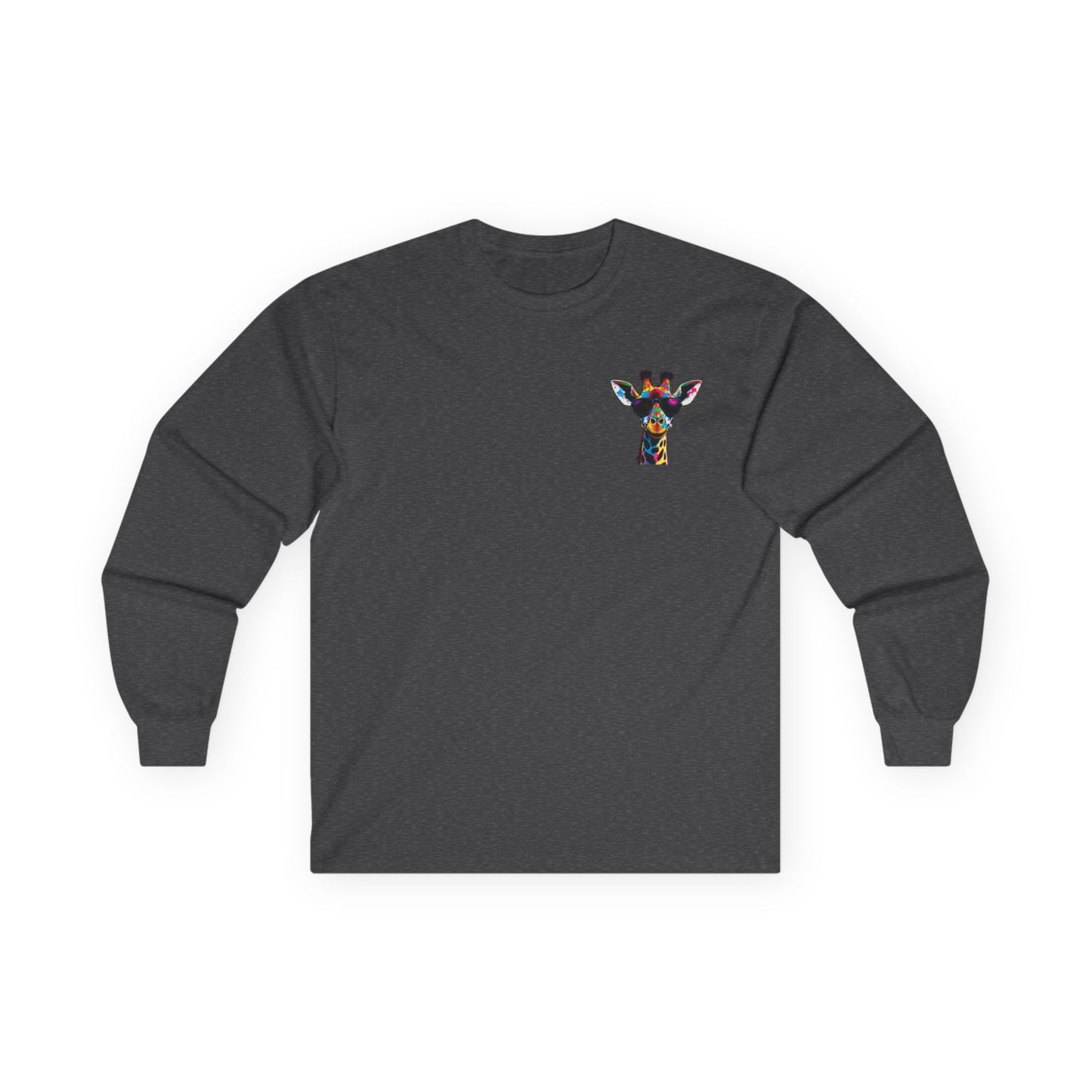 Colorful Giraffe Graphic Long Sleeve Tee for Animal Lovers