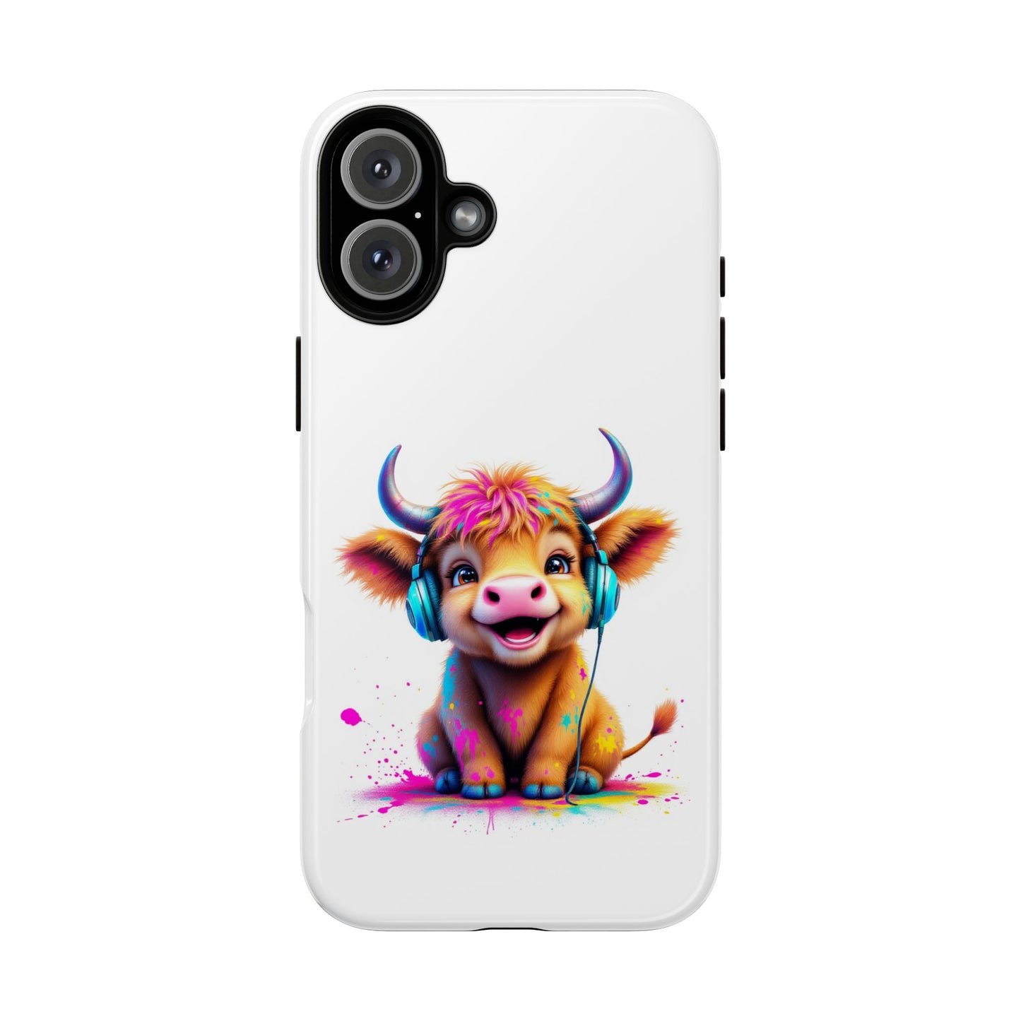 Cute Cow Phone Case with Headphones – Tough Cases