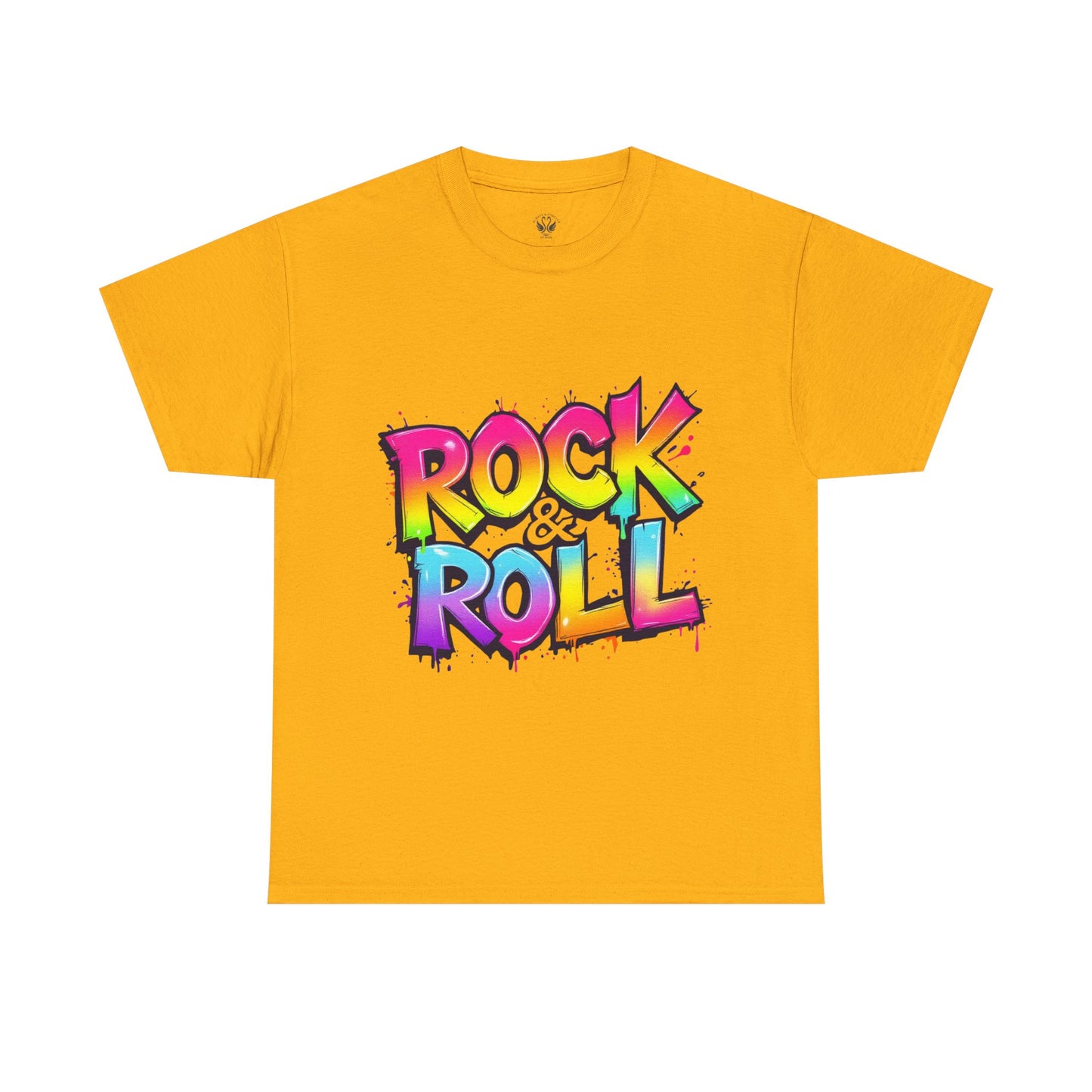 Rock & Roll Unisex Heavy Cotton Tee - Vibrant Graffiti Style Shirt for Music Lovers