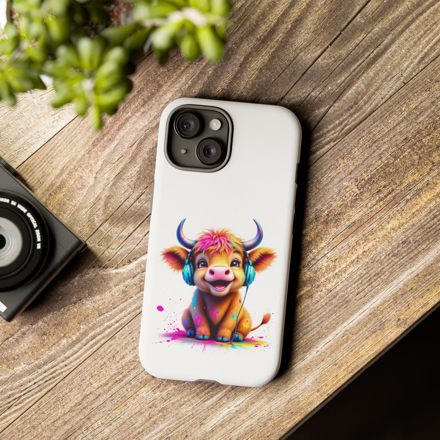 Cute Cow Phone Case with Headphones – Tough Cases