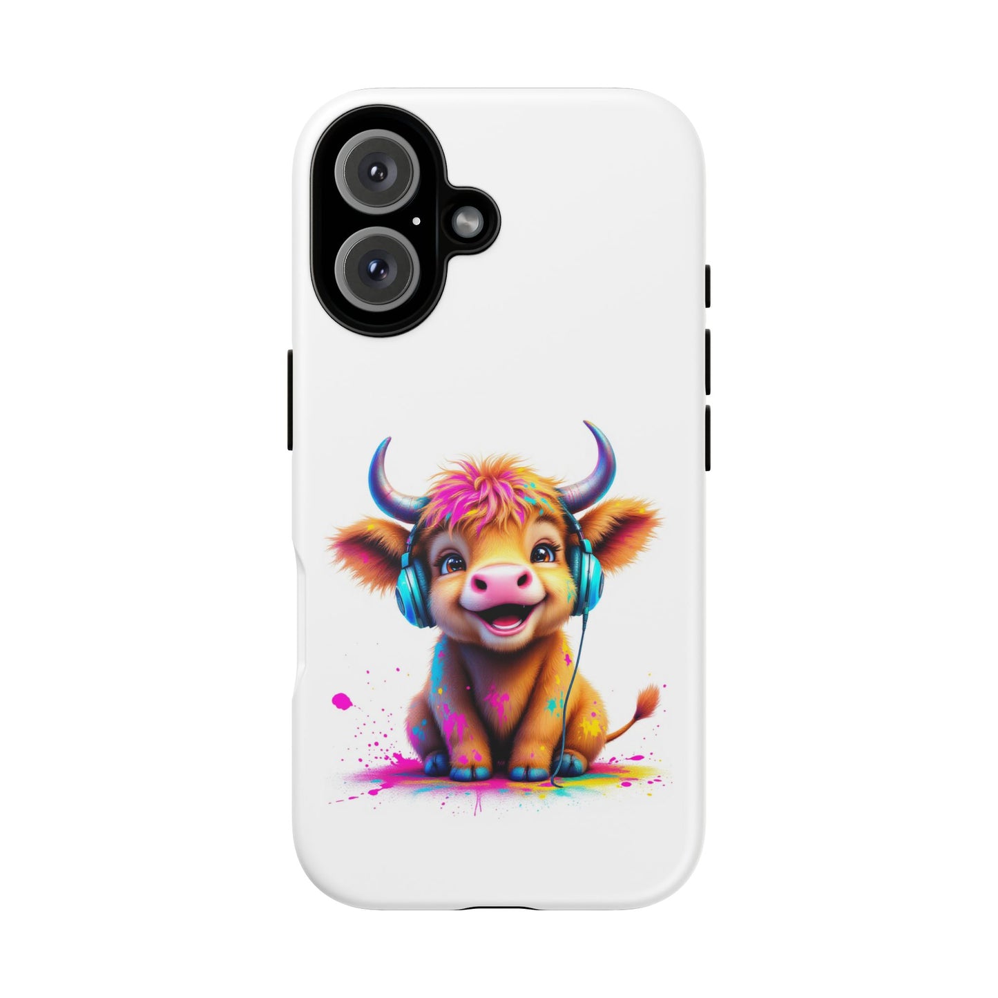 Cute Cow Phone Case with Headphones – Tough Cases