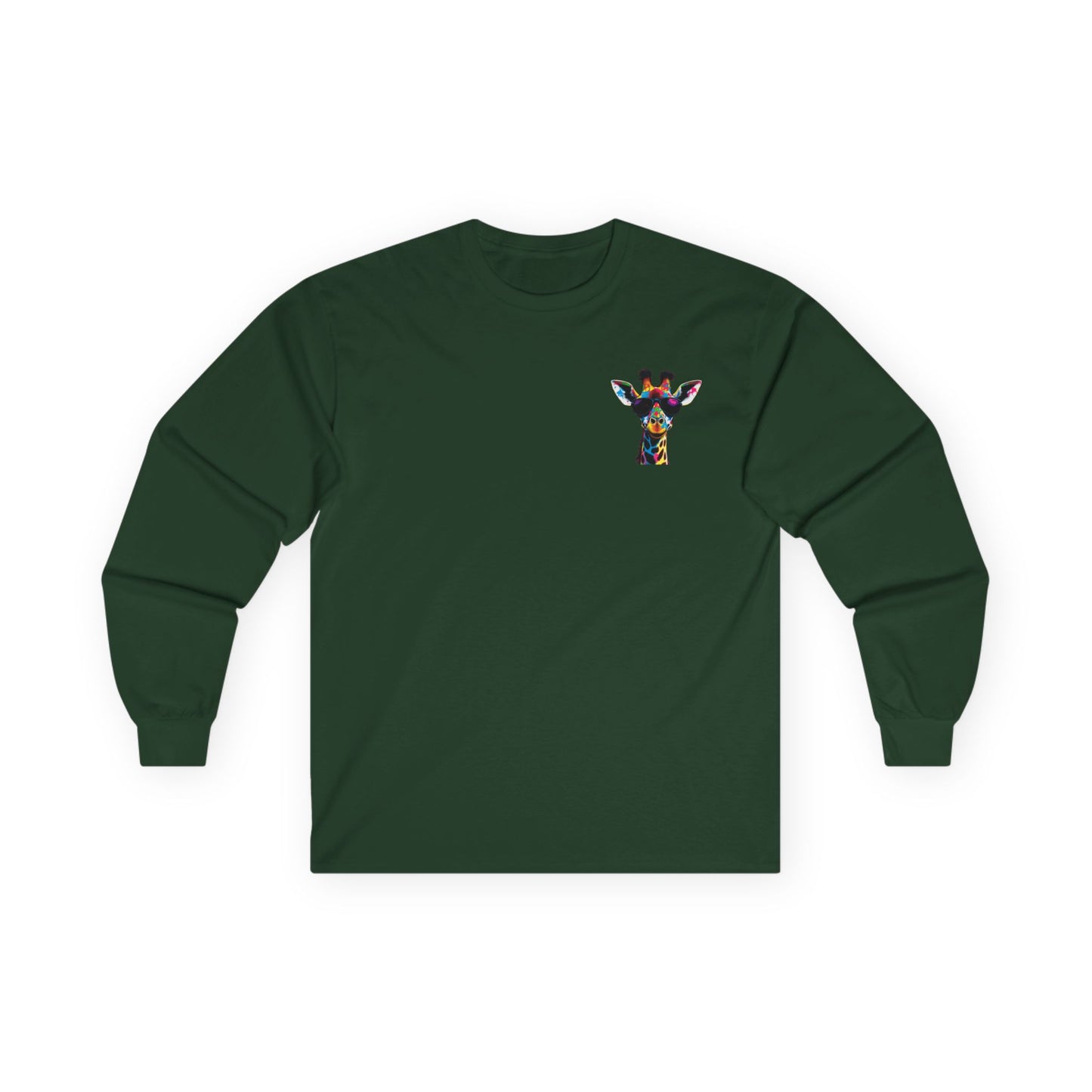 Colorful Giraffe Graphic Long Sleeve Tee for Animal Lovers