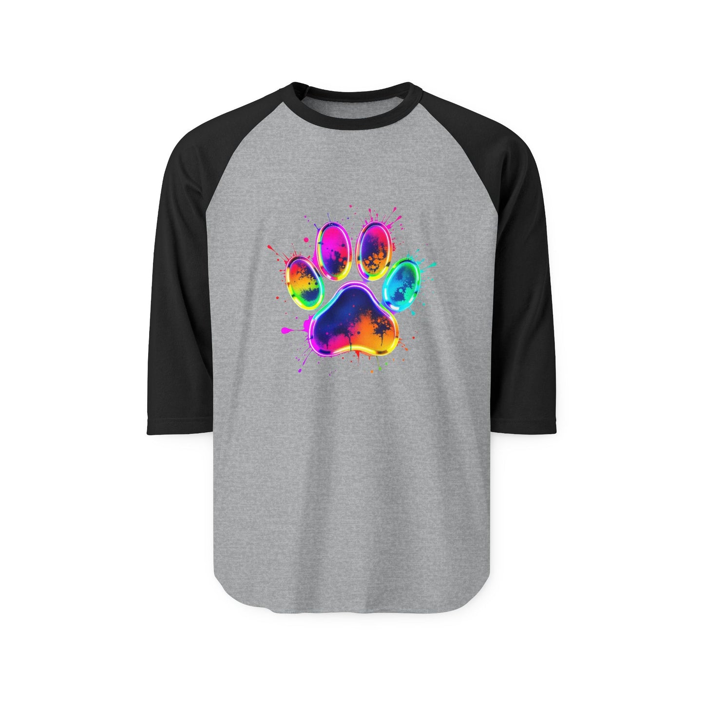 Colorful Paw Print Unisex Raglan Shirt - Perfect for Pet Lovers