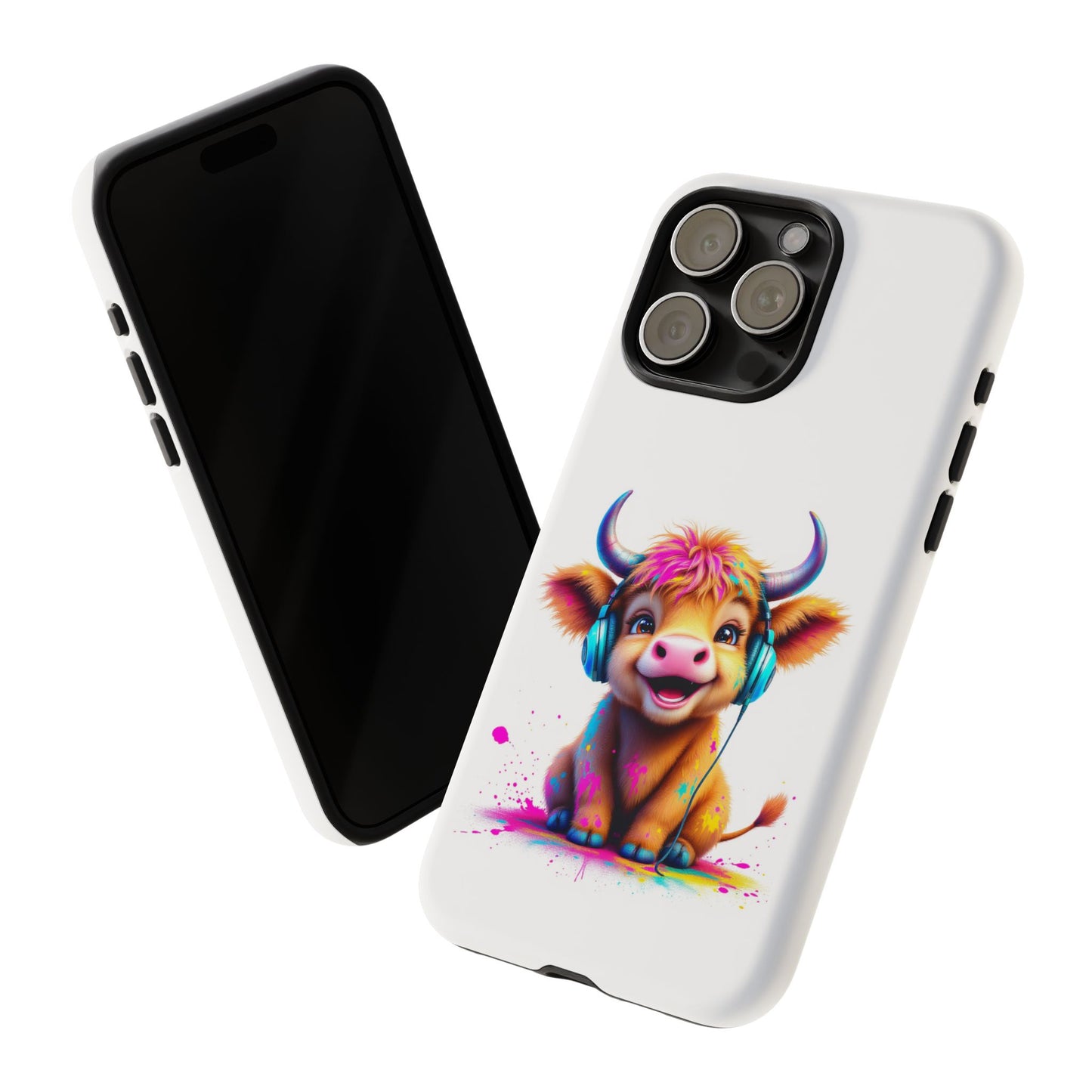 Cute Cow Phone Case with Headphones – Tough Cases