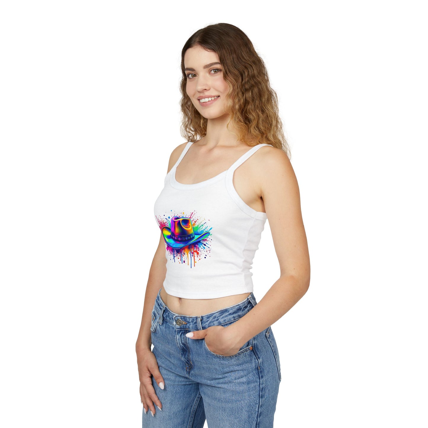 Colorful Cowboy Hat Spaghetti Strap Tank Top