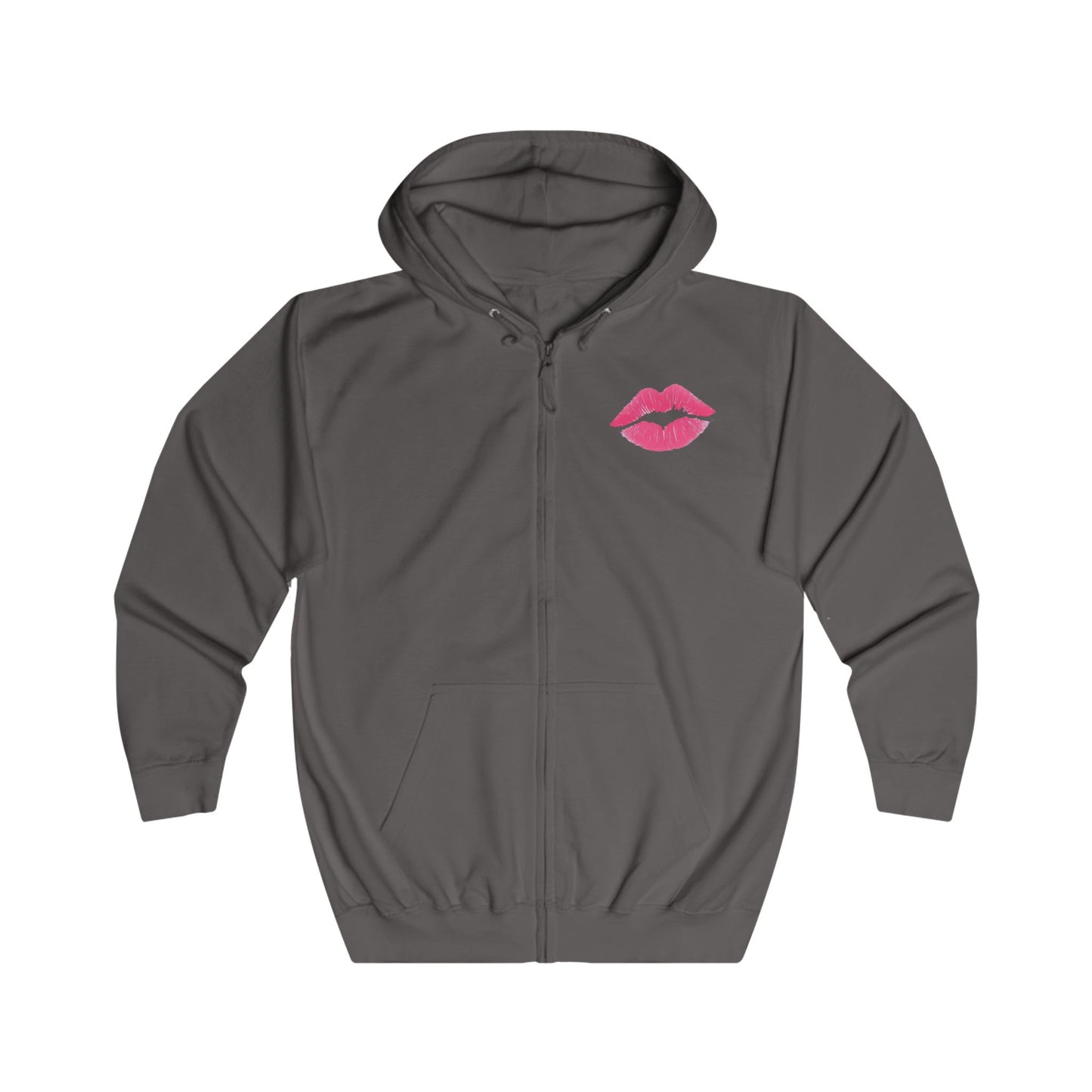 Kiss Mark Unisex Full Zip Hoodie, Trendy Outerwear, Gift for Her, Valentine's Day, Cute Casual Wear, Everyday Comfort, Statement Piece