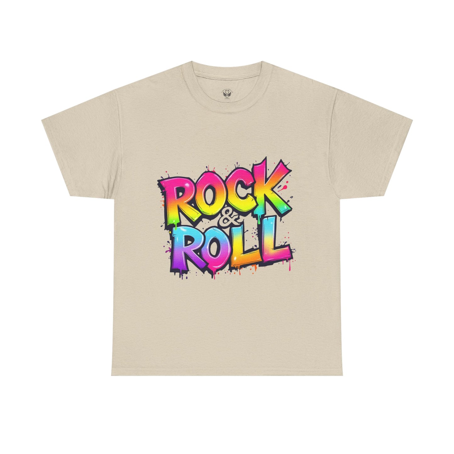 Rock & Roll Unisex Heavy Cotton Tee - Vibrant Graffiti Style Shirt for Music Lovers