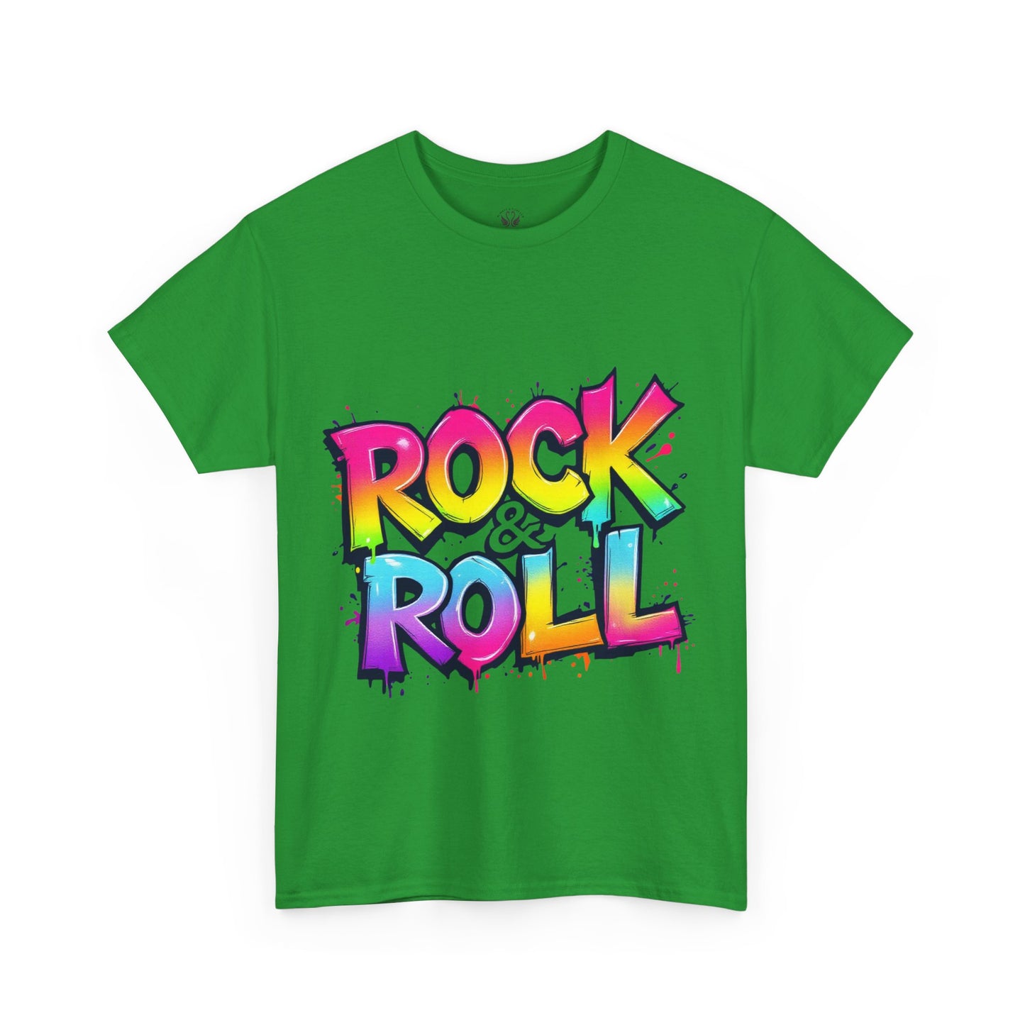 Rock & Roll Unisex Heavy Cotton Tee - Vibrant Graffiti Style Shirt for Music Lovers