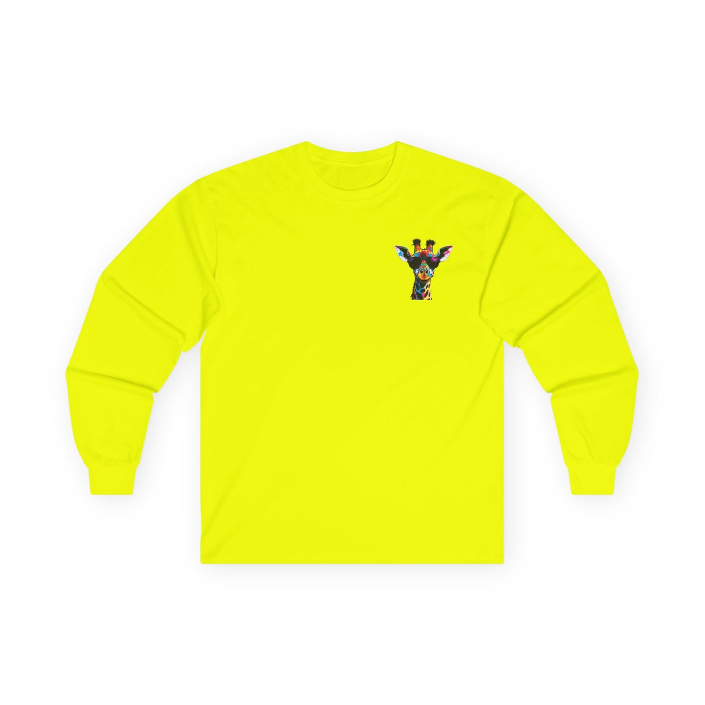 Colorful Giraffe Graphic Long Sleeve Tee for Animal Lovers