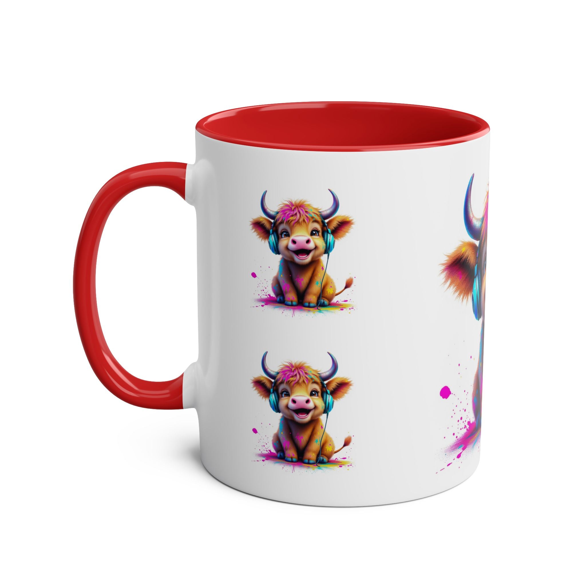 Playful Highland Cow Mug, Cute Coffee Cup for Animal Lovers, Gift for Birthdays, Cow Decor, Fun Kitchenware, Colorful Drinkware