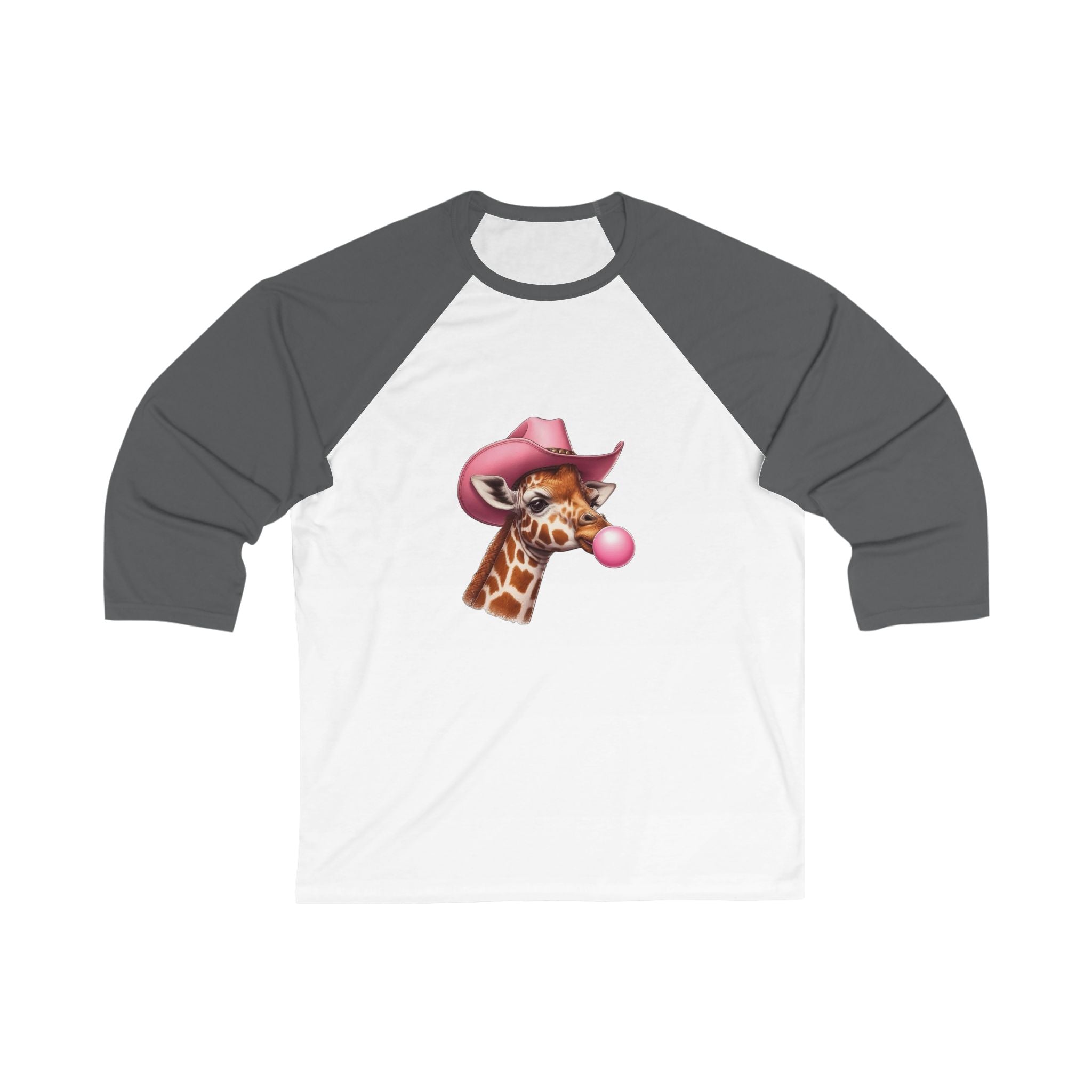 Playful Giraffe Baseball Tee, Unisex 3/4 Sleeve Shirt, Fun Graphic Tee, Animal Lover Gift, Cute Casual Wear, Great for Birthdays