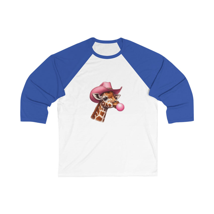 Playful Giraffe Baseball Tee, Unisex 3/4 Sleeve Shirt, Fun Graphic Tee, Animal Lover Gift, Cute Casual Wear, Great for Birthdays