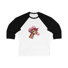 Playful Giraffe Baseball Tee, Unisex 3/4 Sleeve Shirt, Fun Graphic Tee, Animal Lover Gift, Cute Casual Wear, Great for Birthdays