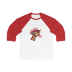 Playful Giraffe Baseball Tee, Unisex 3/4 Sleeve Shirt, Fun Graphic Tee, Animal Lover Gift, Cute Casual Wear, Great for Birthdays