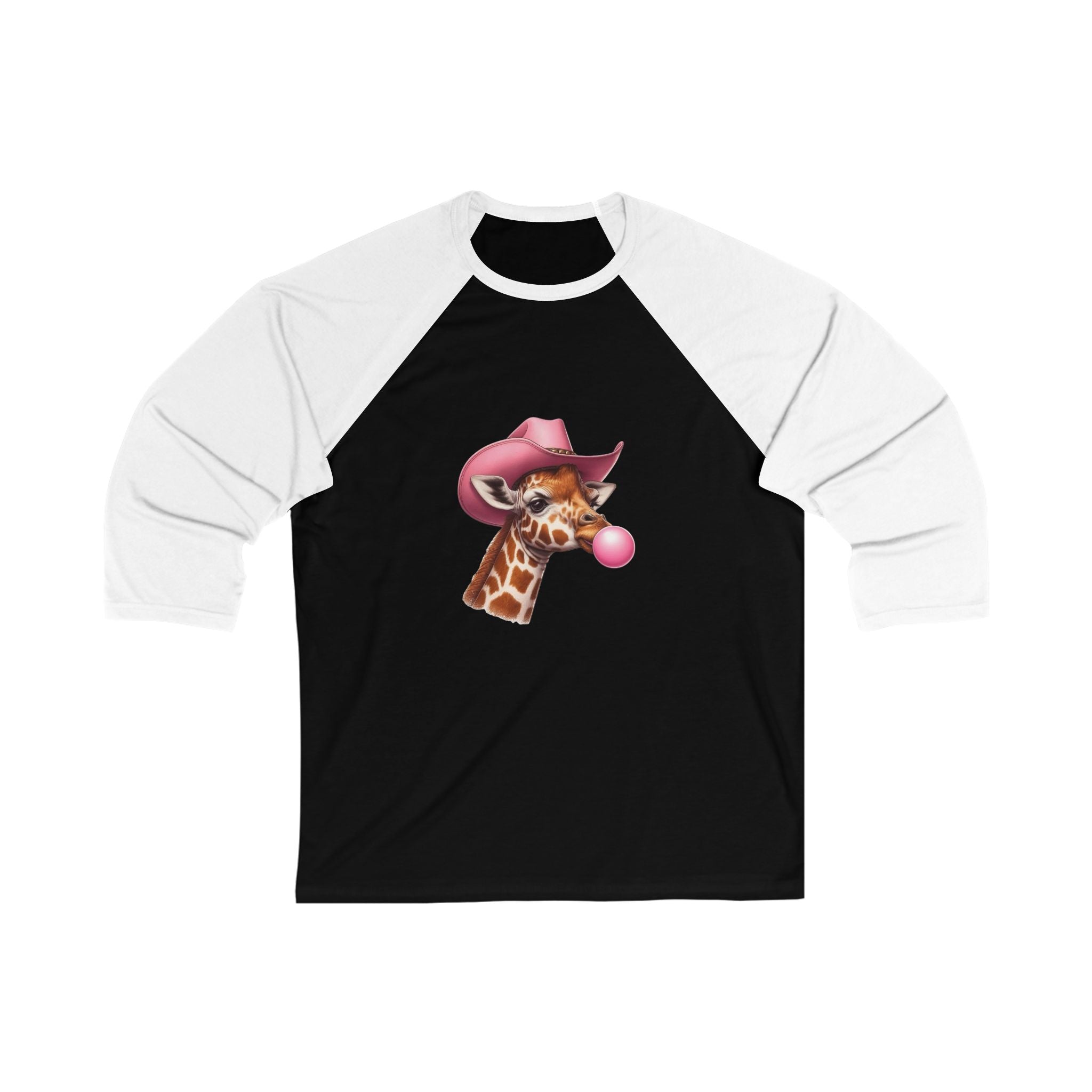 Playful Giraffe Baseball Tee, Unisex 3/4 Sleeve Shirt, Fun Graphic Tee, Animal Lover Gift, Cute Casual Wear, Great for Birthdays