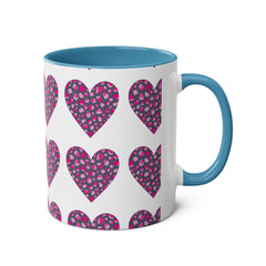 Pink Leopard Hearts Two-Tone Coffee Mug - 11oz - Perfect for Valentine's Day and Gift Giving