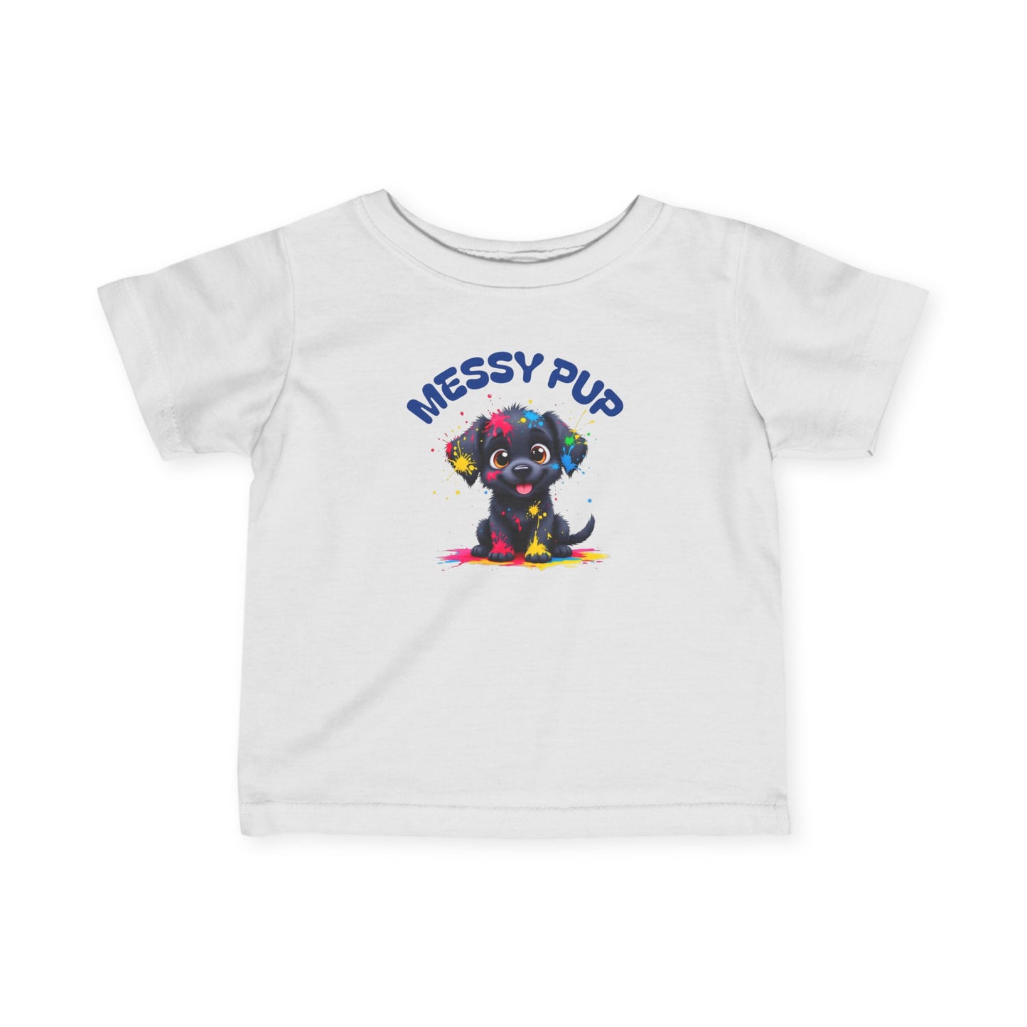 Messy Pup Infant Tee - Cute Animal Graphic T-Shirt for Kids
