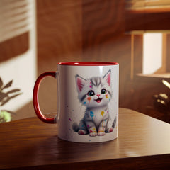 Cute Cat Two-Tone Coffee Mug for Cat Lovers