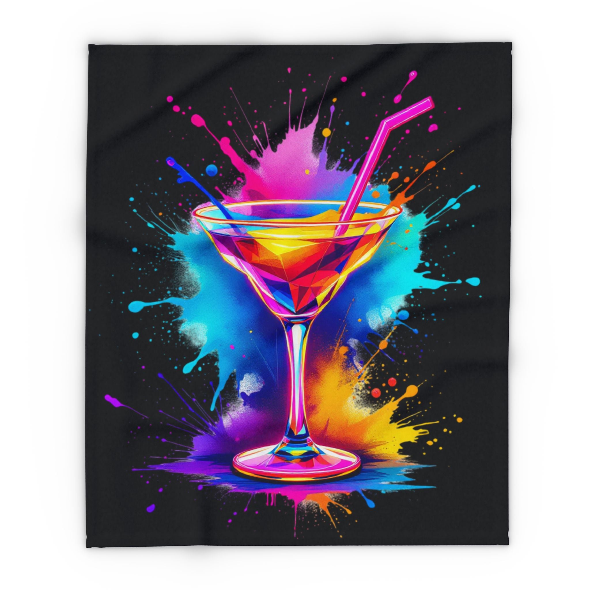 Vibrant Cocktail Fleece Blanket, Cozy Home Decor, Colorful Throw for Parties, Gifts for Bar Lovers, Perfect for Celebrations