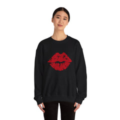 Romantic Lip Print Crewneck Sweatshirt | Perfect Gift for Her | Cozy Casual Wear, Valentine's Day, Birthday, Self-Care