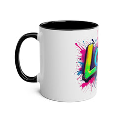 Colorful Love Coffee Mug - 11oz Two-Tone Mug for Valentine's Day & Everyday Joy