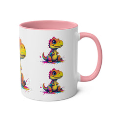 Colorful Dinosaur Two-Tone Coffee Mug - Cute 11oz Mug for Kids & Dino Lovers