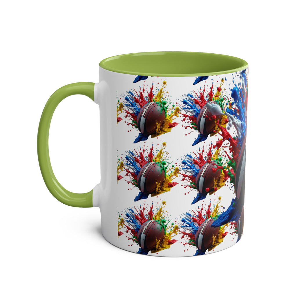 Vibrant Sports Coffee Mug, Colorful Football Design, Perfect Gift for Sports Fans, Game Day, Home Office, 11oz Two-Tone Mug