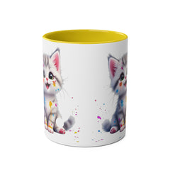 Cute Cat Two-Tone Coffee Mug for Cat Lovers