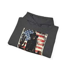 Western Cowboy Hoodie - Unisex Heavy Blend Sweatshirt, American Flag Design, Fashion Statement, Gift for Him, Cozy Apparel