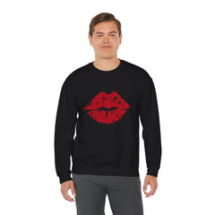 Romantic Lip Print Crewneck Sweatshirt | Perfect Gift for Her | Cozy Casual Wear, Valentine's Day, Birthday, Self-Care