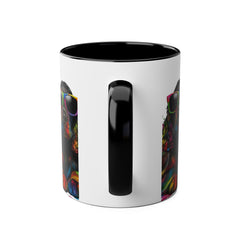 Colorful Dog Art Two-Tone Coffee Mug - 11oz, Perfect Gift for Dog Lovers