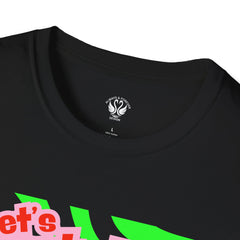 Let's Party Unisex Softstyle T-Shirt, Vibrant Summer Tee, Fun Graphic Shirt, Casual Wear, Birthday Gift, Festival Fashion