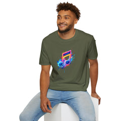 Musical Splash Unisex Softstyle T-Shirt | Gift for Music Lovers, Vibrant Art Tee, Trendy Music Shirt, Birthday Gift, Concert Wear