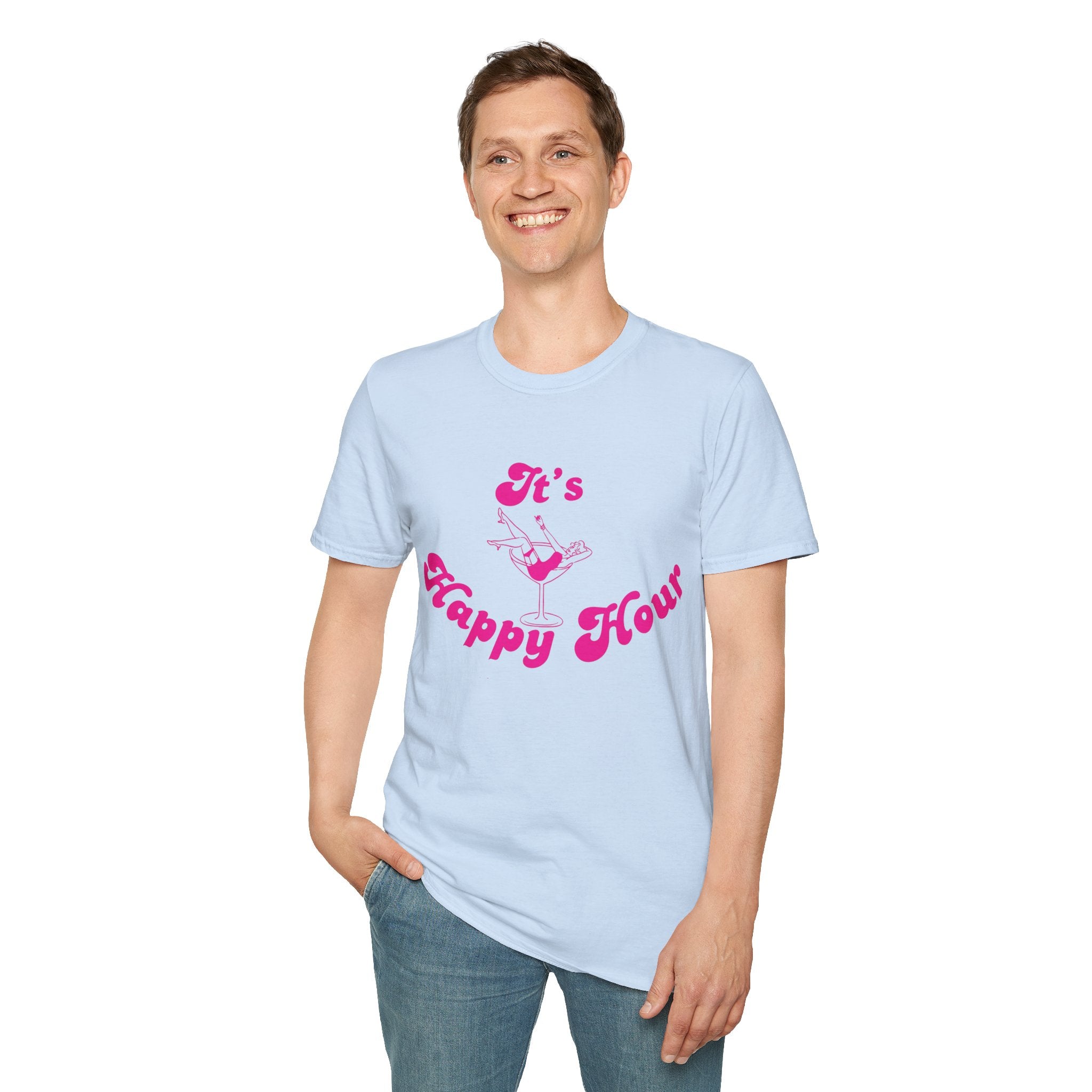 Happy Hour Unisex T-Shirt, Fun Cocktail Shirt, Gift for Party Lovers, Birthday Celebration Tee, Summer Party Outfit