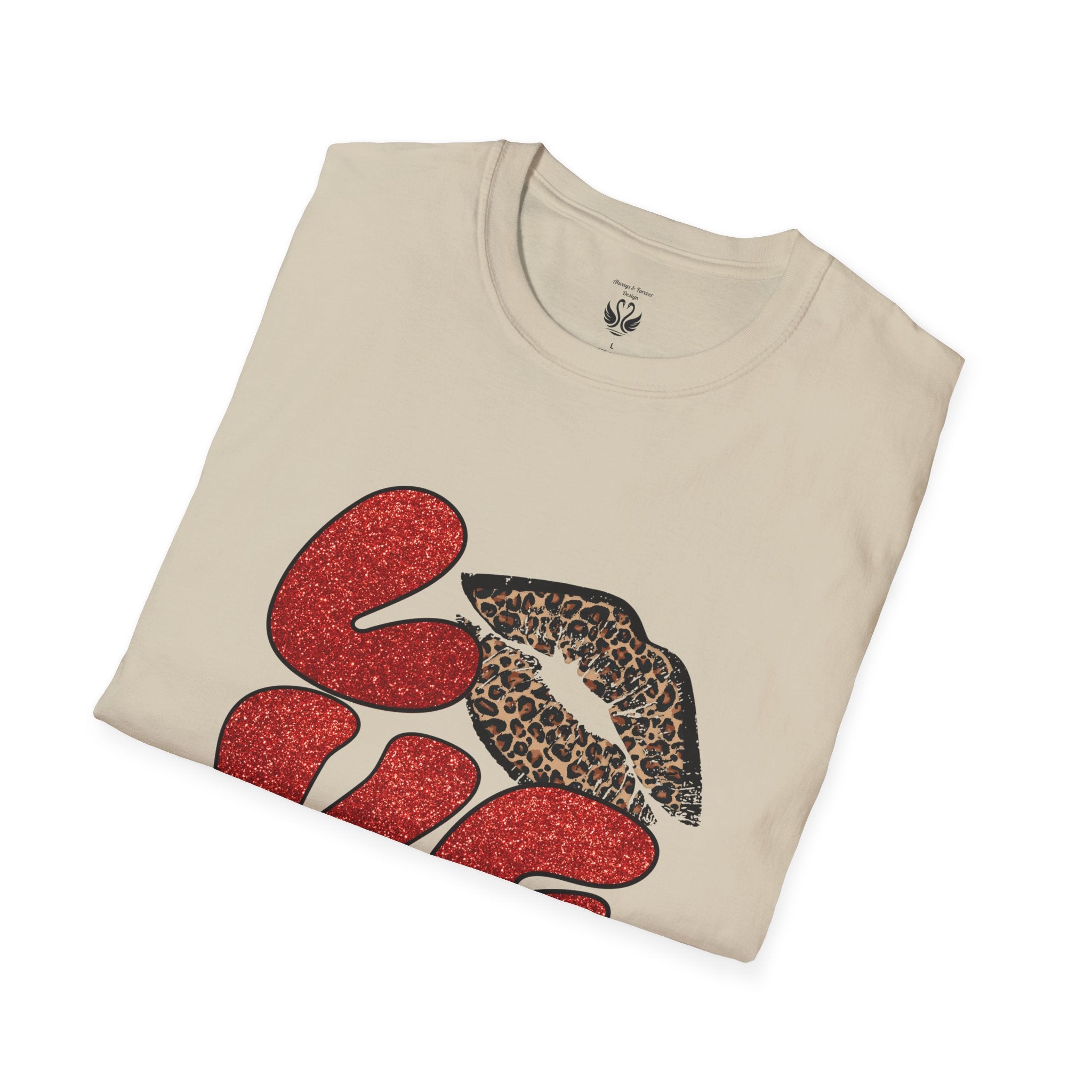 Leopard Love Graphic T-Shirt, Cute Valentine's Day Shirt, Casual Love Tee, Unisex Softstyle Top, Trendy Gift for Her