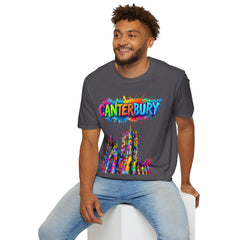 Canterbury Colorful T-Shirt | Vibrant Graphic Tee, Unisex Fashion, Travel Souvenir, Art Lovers Gift, Summer Wardrobe Essential