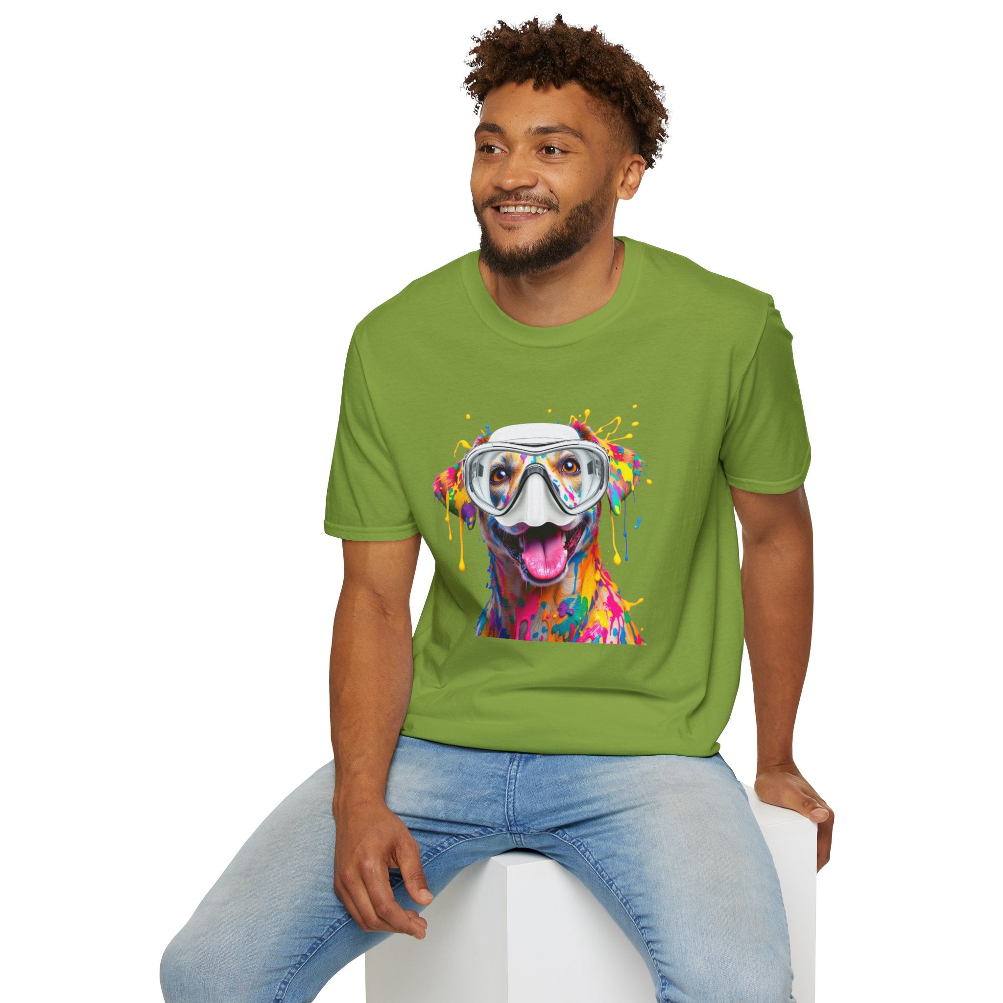 Vibrant Dog Art Unisex T-Shirt – Cute Pet Lover Gift, Animal Artwork Tee, Colorful Dog Graphic Top, Unique Gift for Dog Owners