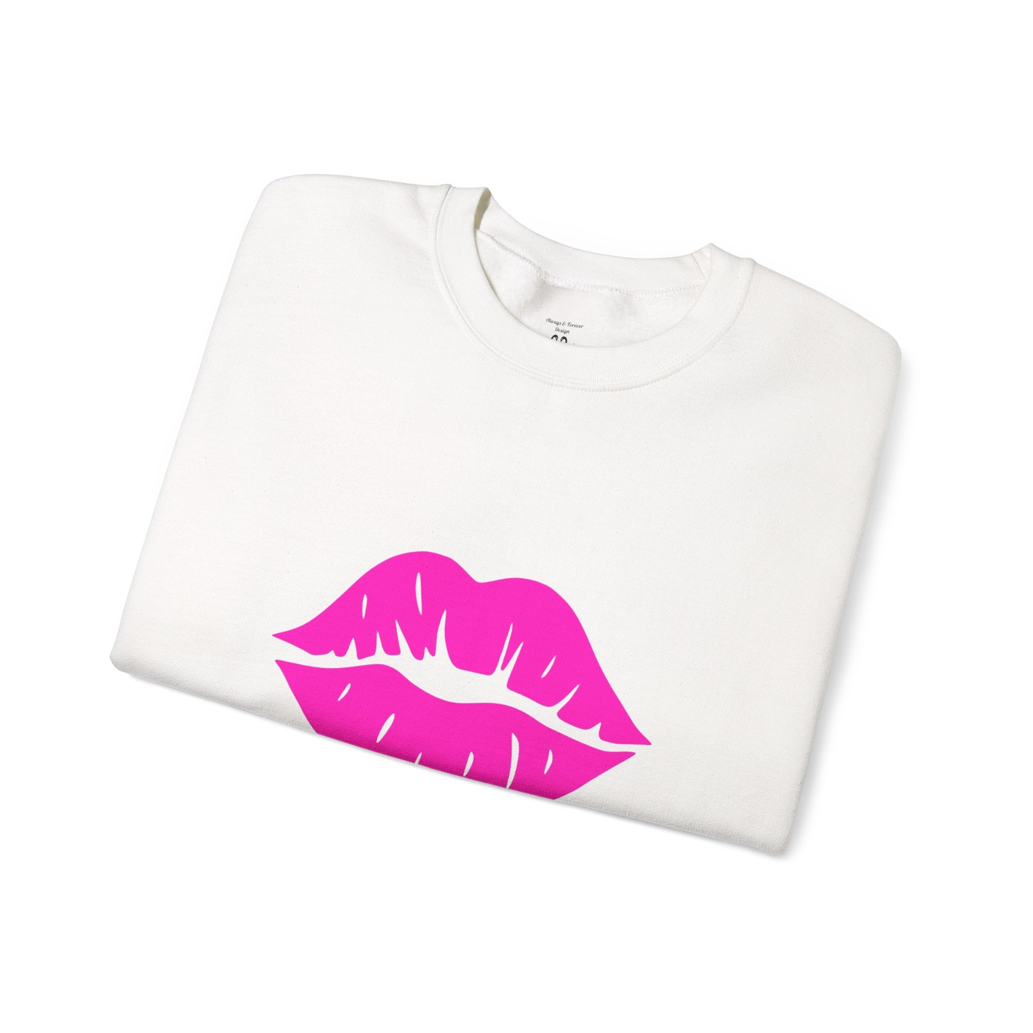 Kiss Mark Crewneck Sweatshirt - Cute Fashion for Her, Cozy Gift Idea, Valentine's Day, Overall Style, Relaxed Fit
