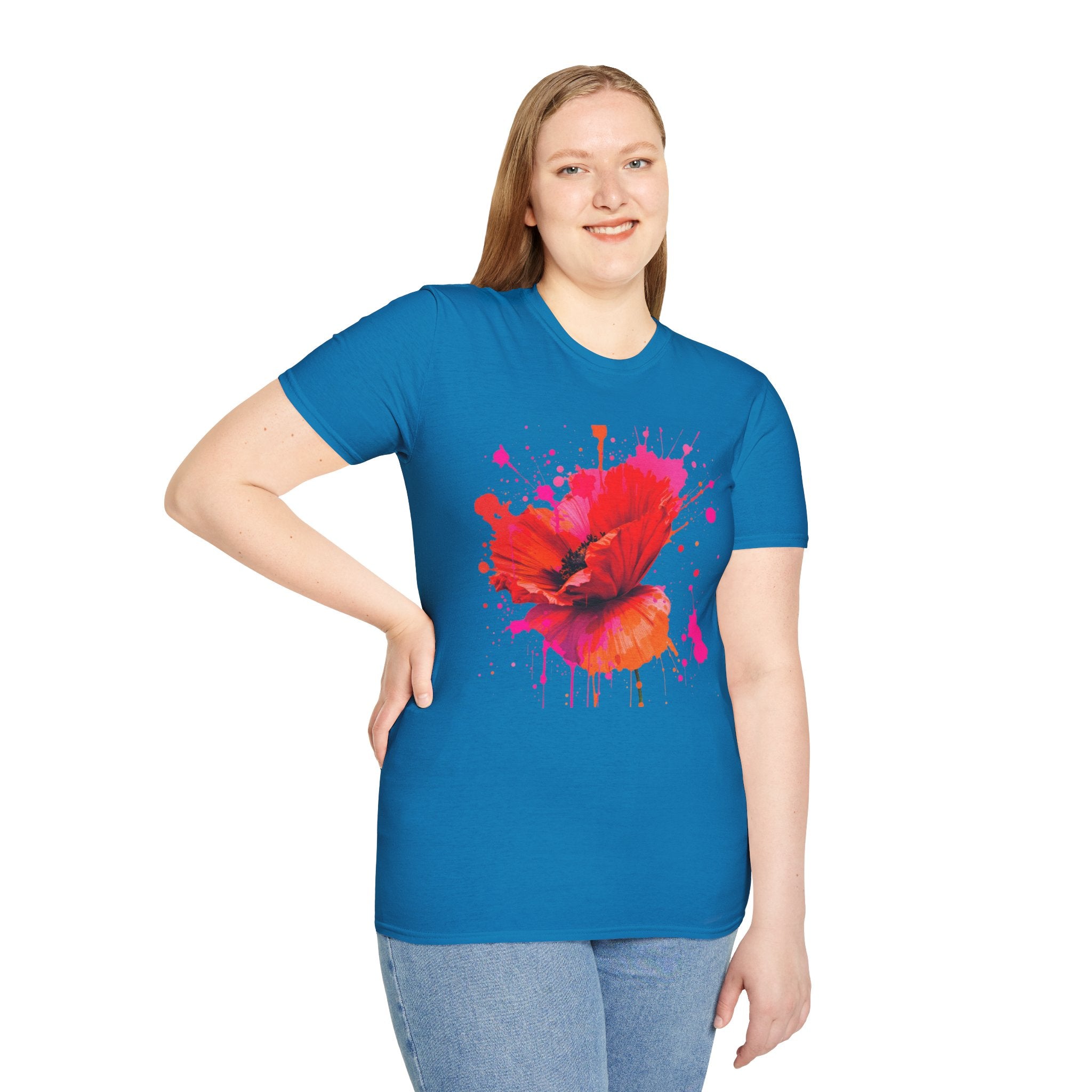Vibrant Poppy Unisex T-Shirt, Colorful Art Tee, Summer Fashion, Gift for Nature Lovers, Casual Wear, Statement Piece