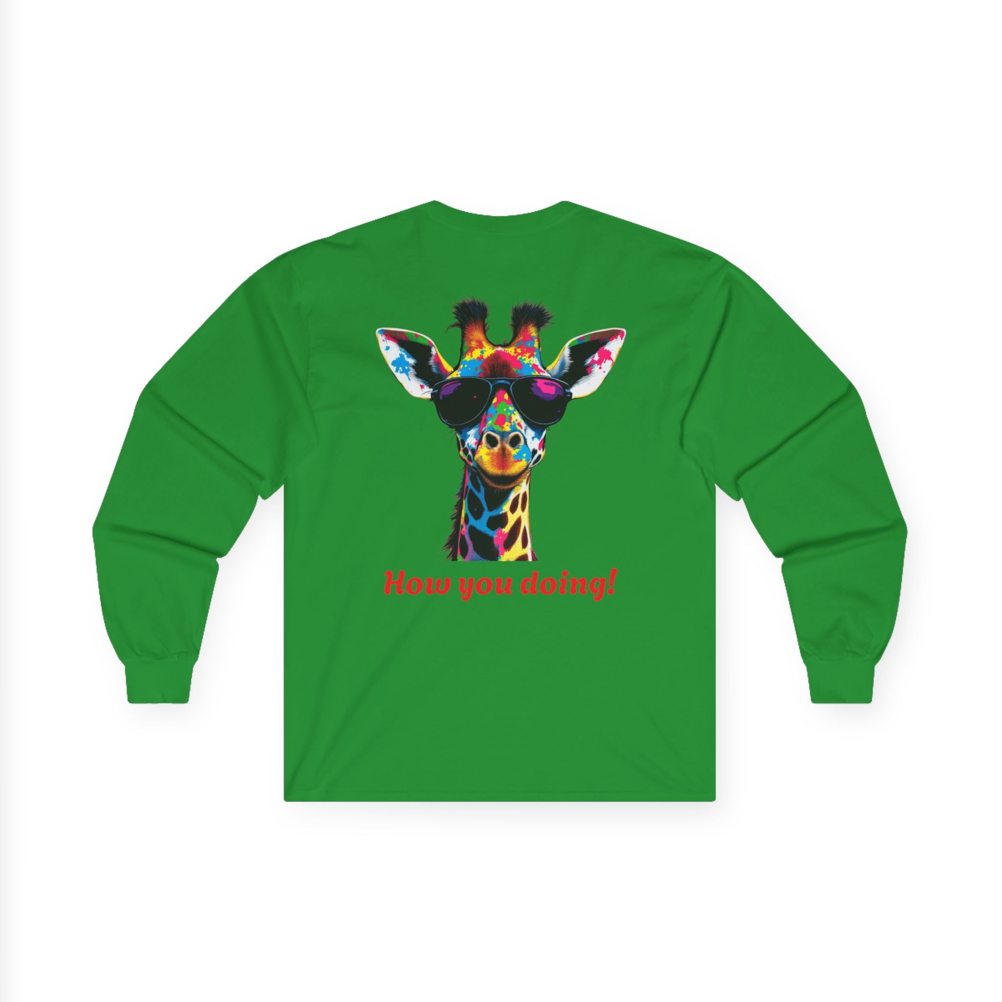 Colorful Giraffe Graphic Long Sleeve Tee for Animal Lovers