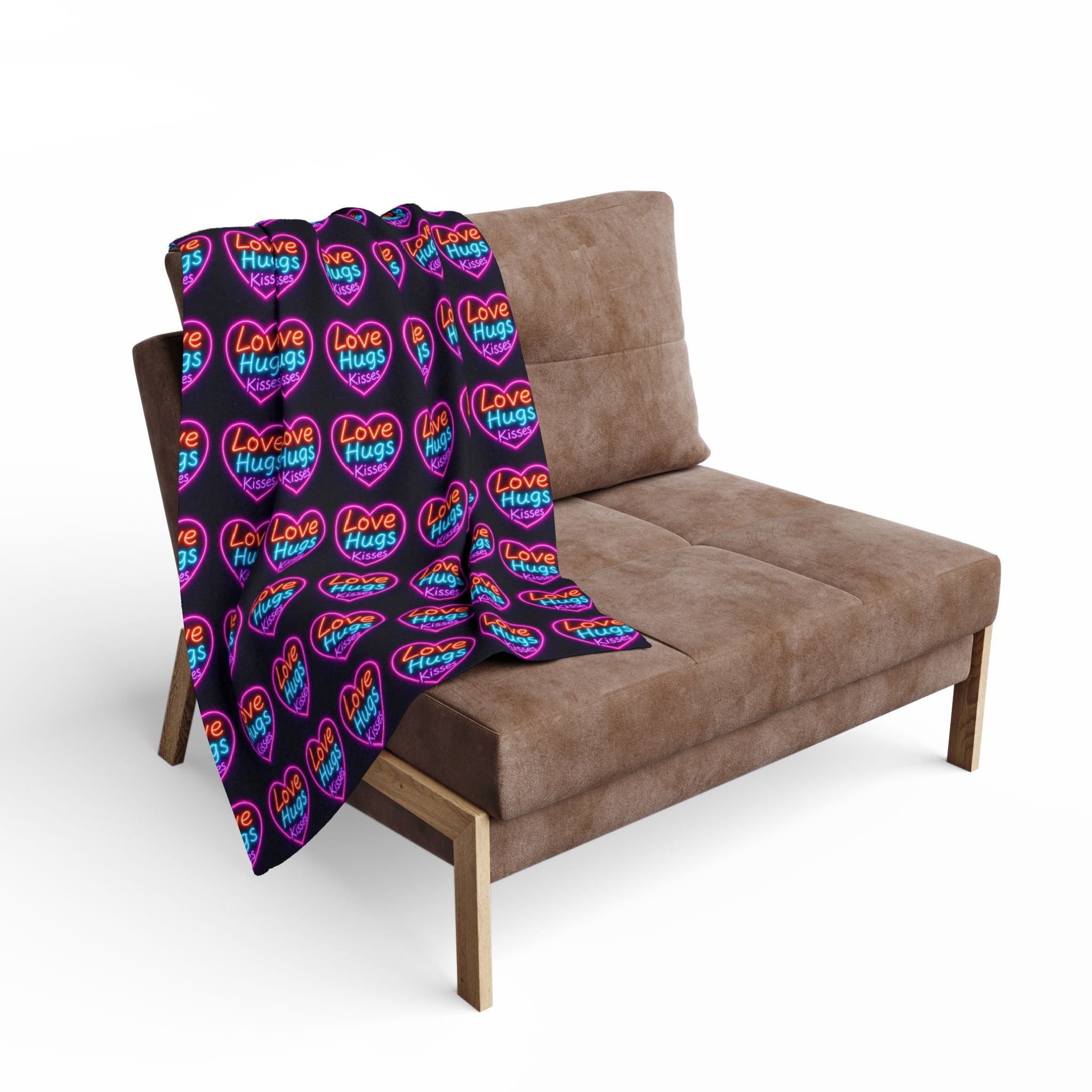 Vibrant Love Hugs Fleece Blanket - Cozy Heart Design for Comfort and Warmth