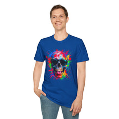 Colorful Skull Graphic T-Shirt, Unisex Tee, Casual Wear, Festival Outfit, Halloween Costume, Art Lover Gift, Party Top