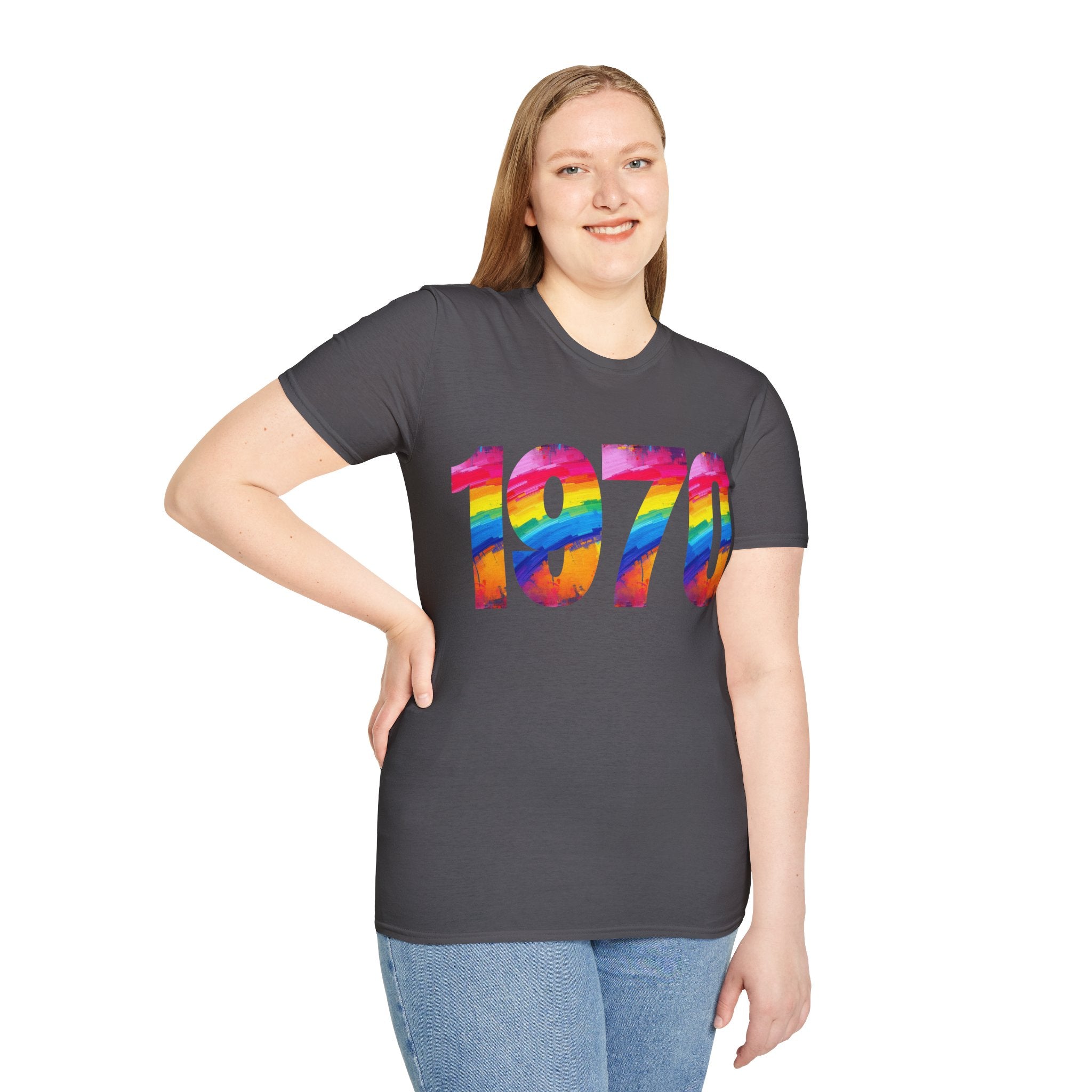 Retro 1970 Rainbow Unisex T-Shirt, Vintage Graphic Tee, LGBTQ Pride Apparel, Casual Streetwear, Gift Idea for Birthdays
