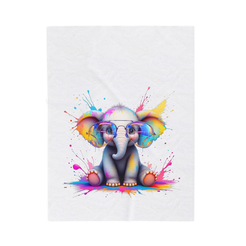 Colorful Elephant Plush Blanket - Cozy Velveteen Throw for Kids & Animal Lovers