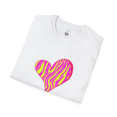 Pink Zebra Heart Unisex T-Shirt, Custom Love Shirt, Casual Wear, Gift for Her, Trendy Summer Tee