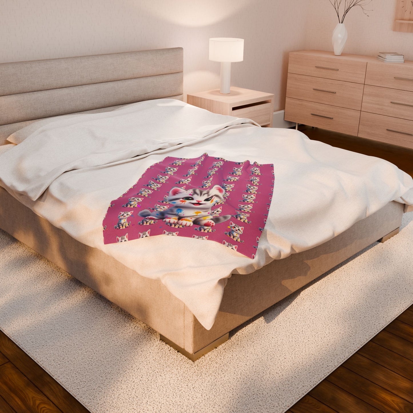 Cute Cat Velveteen Plush Blanket - Cozy Pet Lover Gift
