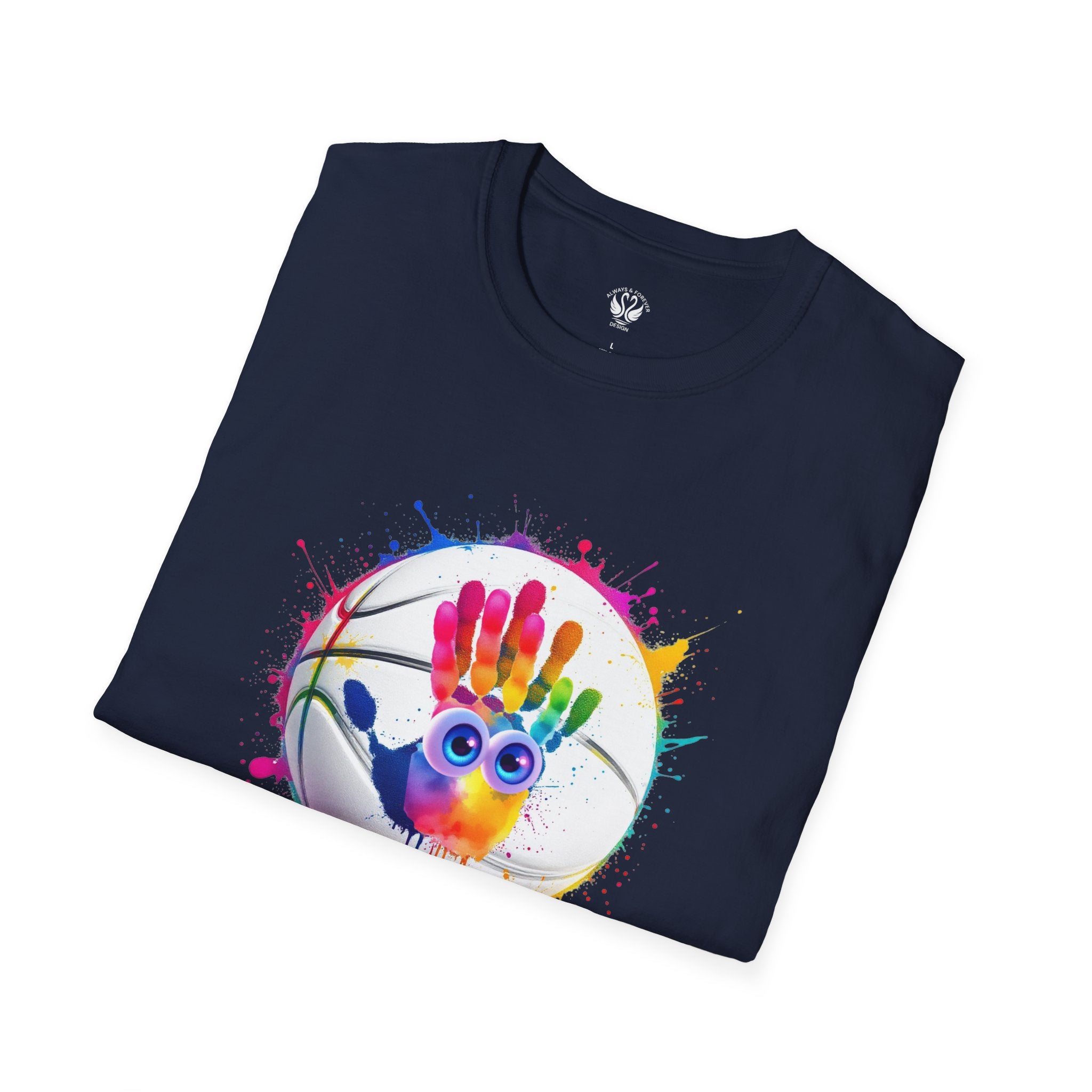 Colorful Handprint Football Unisex T-Shirt, Fun Tee for Kids and Adults, Gift for Artists, Birthday, Art Lovers and Celebrations
