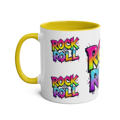 Colorful Rock & Roll Coffee Mug - 11oz Two-Tone Mug for Music Lovers