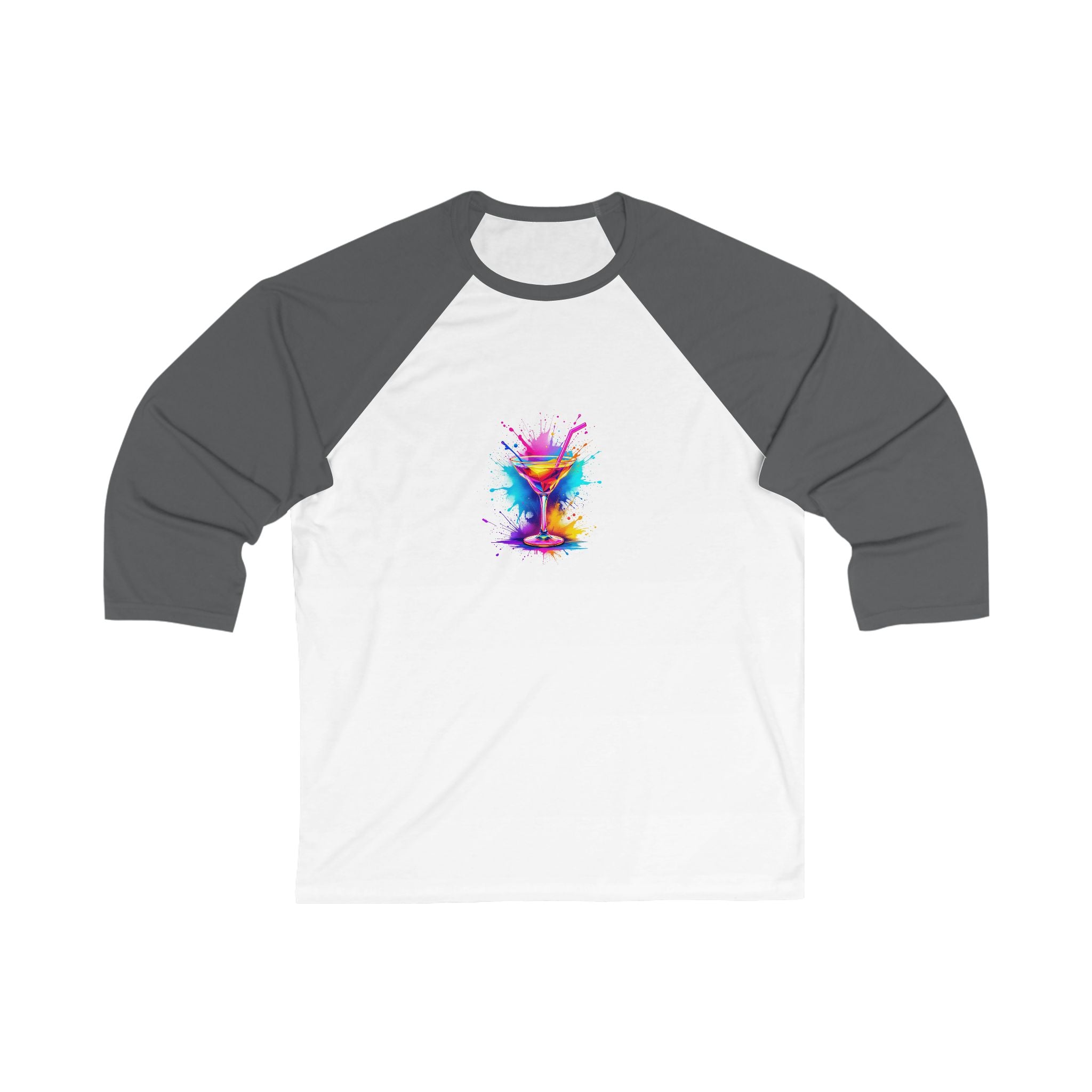 Colorful Splash Cocktail Baseball Tee, Fun Unisex Shirt, Bar Nights, Summer Parties, Drink Lover Gift, Casual Everyday Wear
