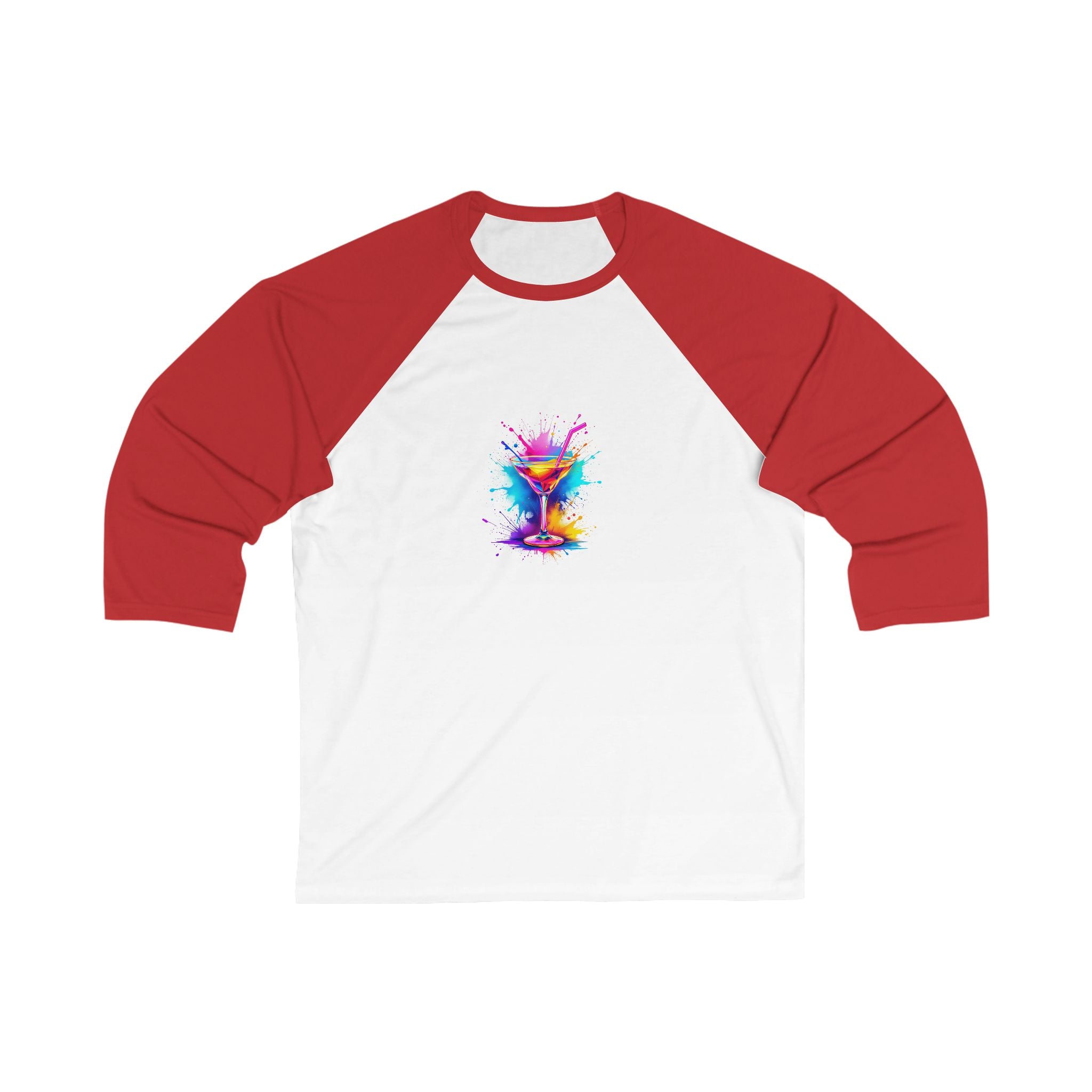 Colorful Splash Cocktail Baseball Tee, Fun Unisex Shirt, Bar Nights, Summer Parties, Drink Lover Gift, Casual Everyday Wear